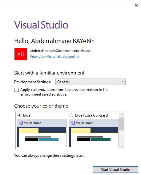 choosing development settings